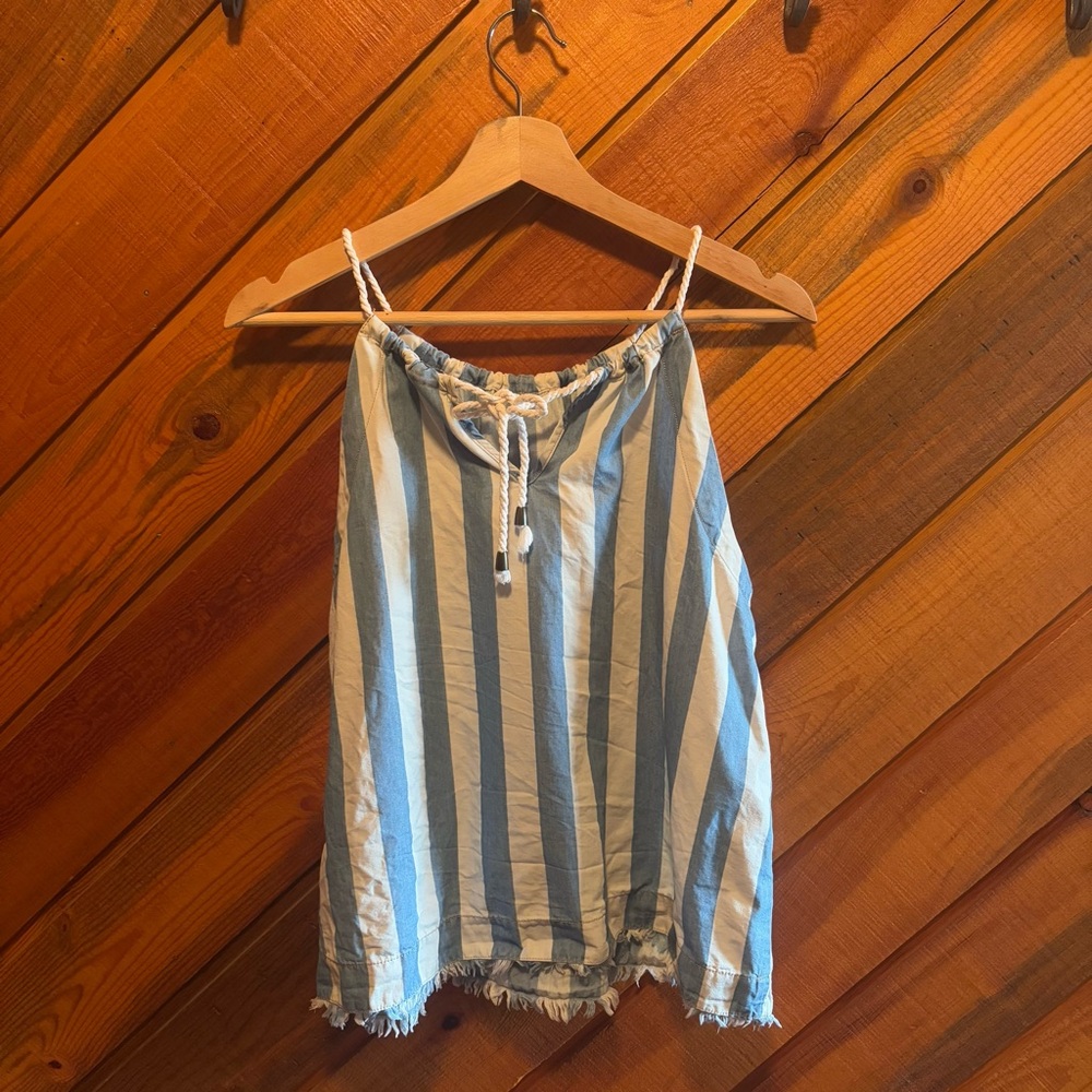 Anthropologie Blue and White Striped Top